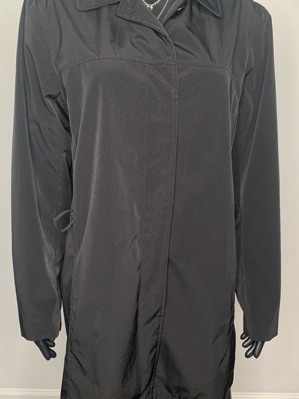 London Fog Classic Black Quarter Lemgth Trench Coat
